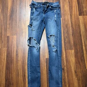 Rock & Republic Dark Blue Distressed Skinny Jeans
